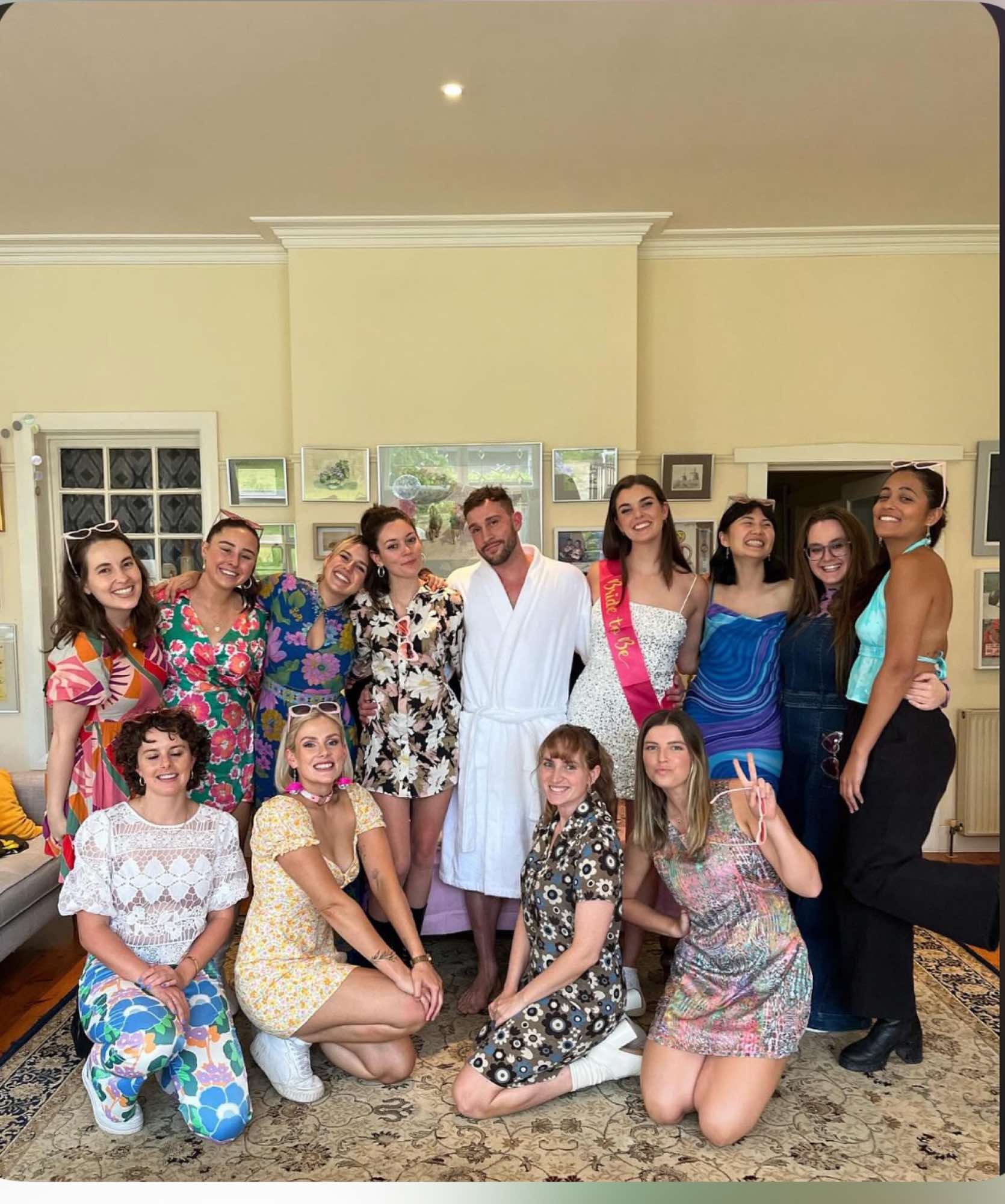 A hens party group with the clay class model.